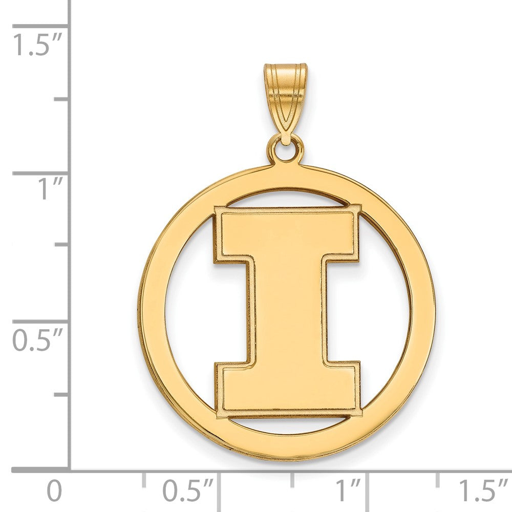 Vergoldet Sterlingsilber Logoart University Of Illinois Buchstabe I Extra Groß Kreis Anhänger