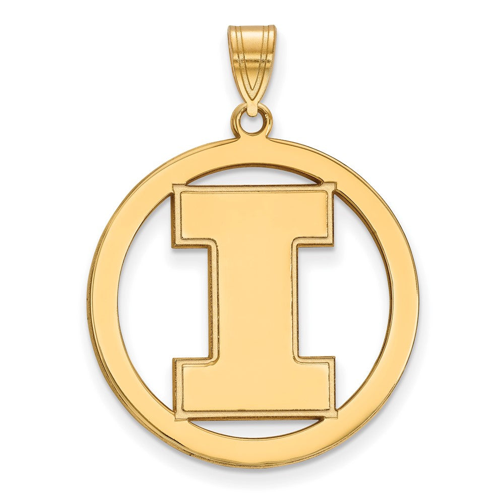 Vergoldet Sterlingsilber Logoart University Of Illinois Buchstabe I Extra Groß Kreis Anhänger