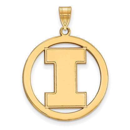 Vergoldet Sterlingsilber Logoart University Of Illinois Buchstabe I Extra Groß Kreis Anhänger