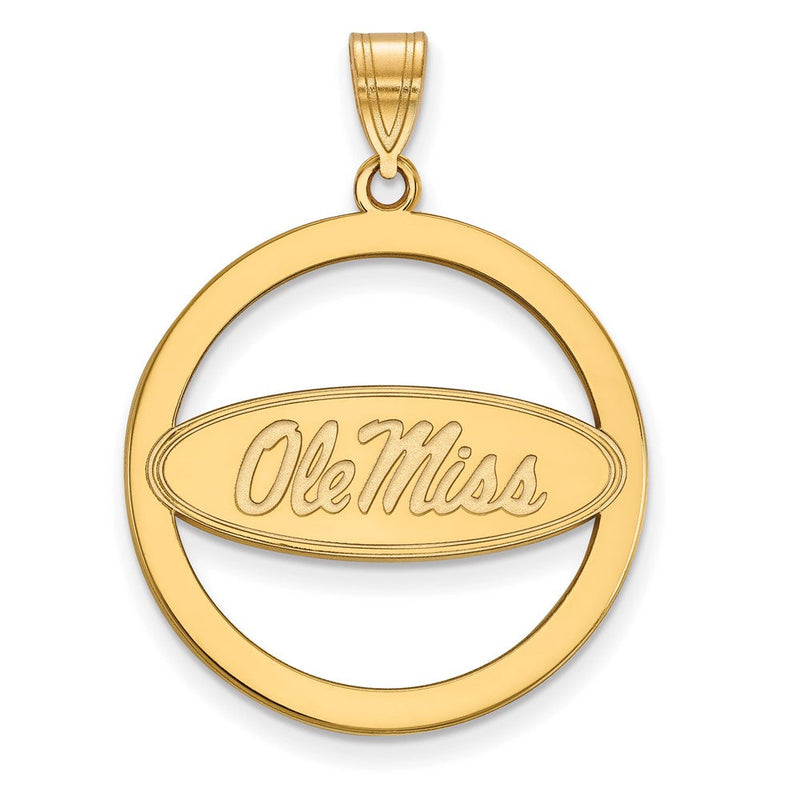 Vergoldet Sterlingsilber Logoart University Of Mississippi Ole Miss Extra Groß Kreis Anhänger
