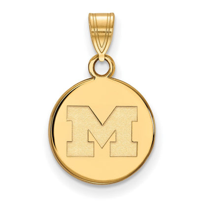 10K Gelbgold Logoart University Of Michigan Buchstabe M Klein Plättchen Anhänger