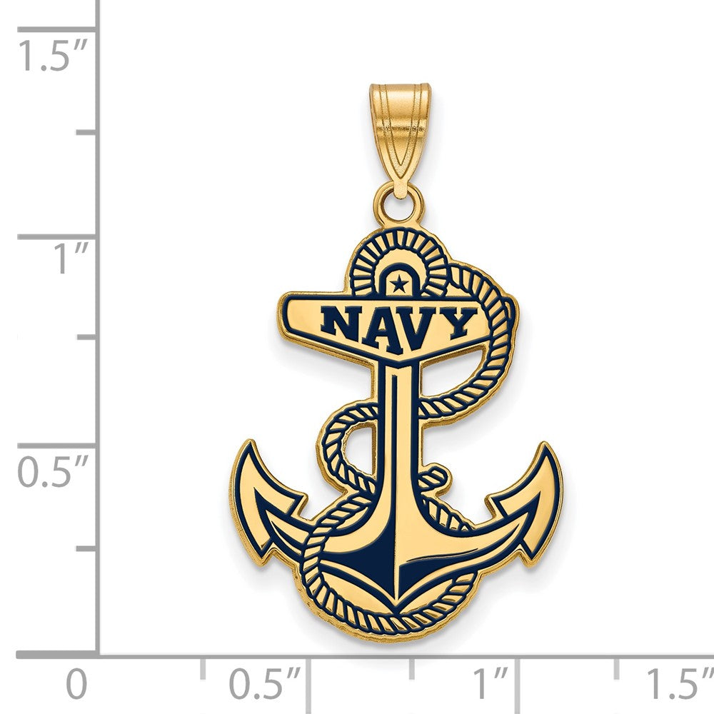 Vergoldet Sterlingsilber Logoart Us Naval Akademie Anker Extra Groß Emailliert Anhänger