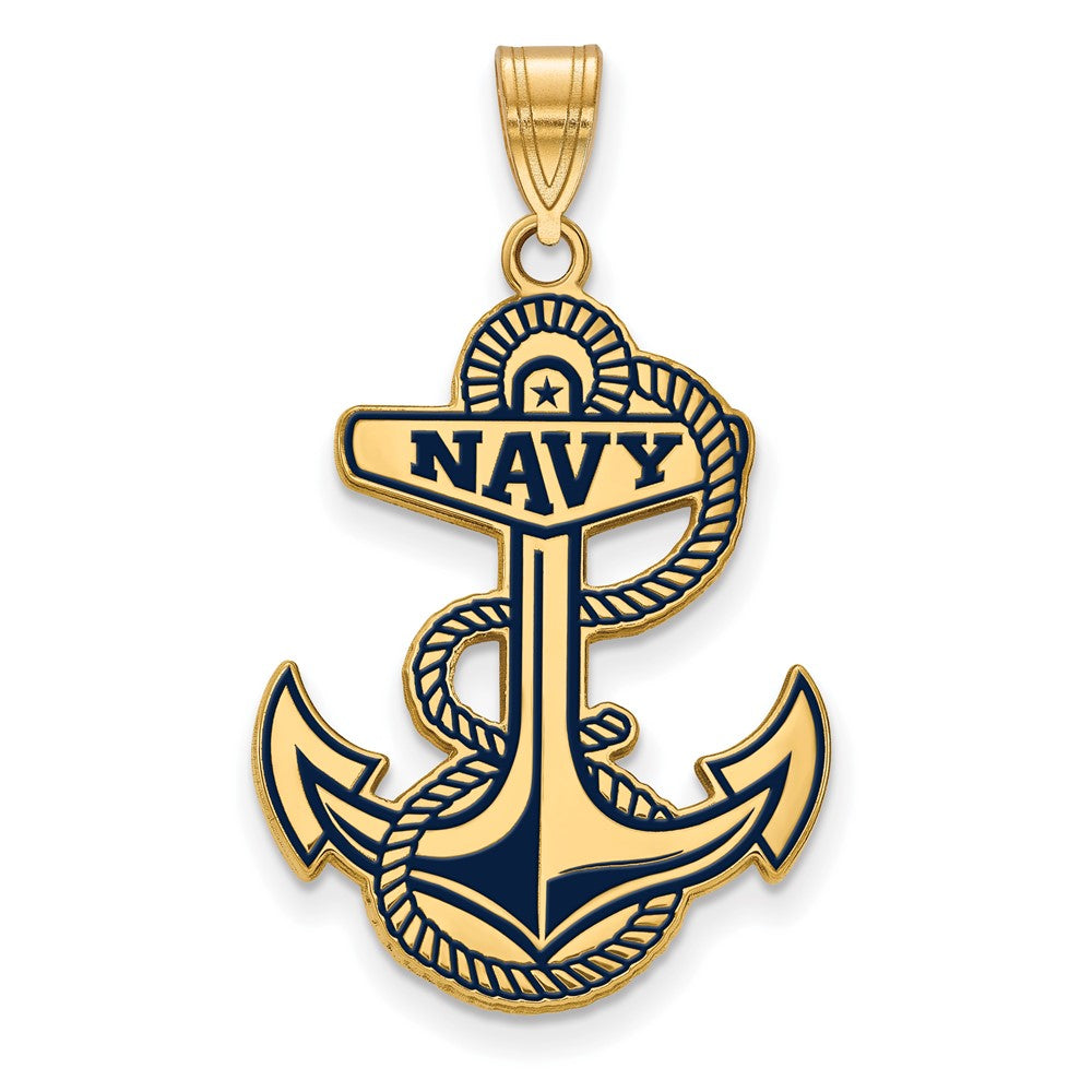 Vergoldet Sterlingsilber Logoart Us Naval Akademie Anker Extra Groß Emailliert Anhänger