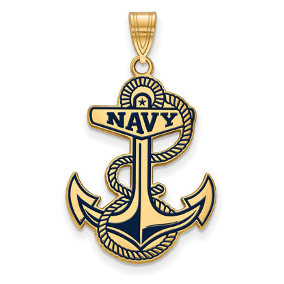 Vergoldet Sterlingsilber Logoart Us Naval Akademie Anker Extra Groß Emailliert Anhänger