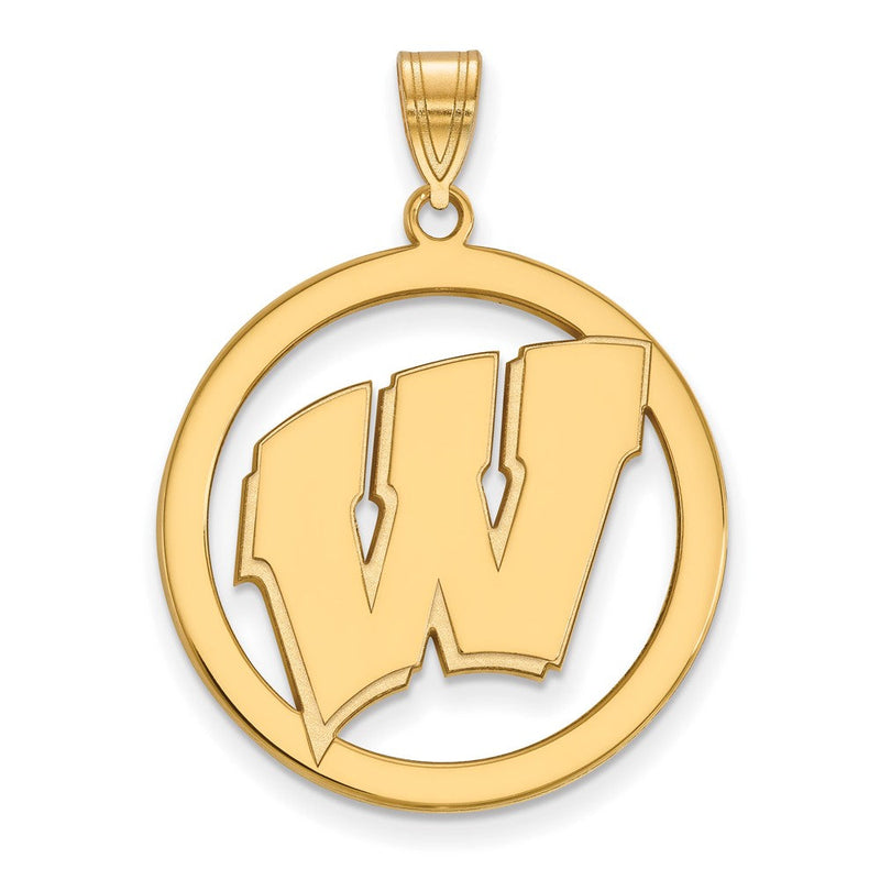 Vergoldet Sterlingsilber Logoart University Of Wisconsin Buchstabe W Extra Groß Kreis Anhänger