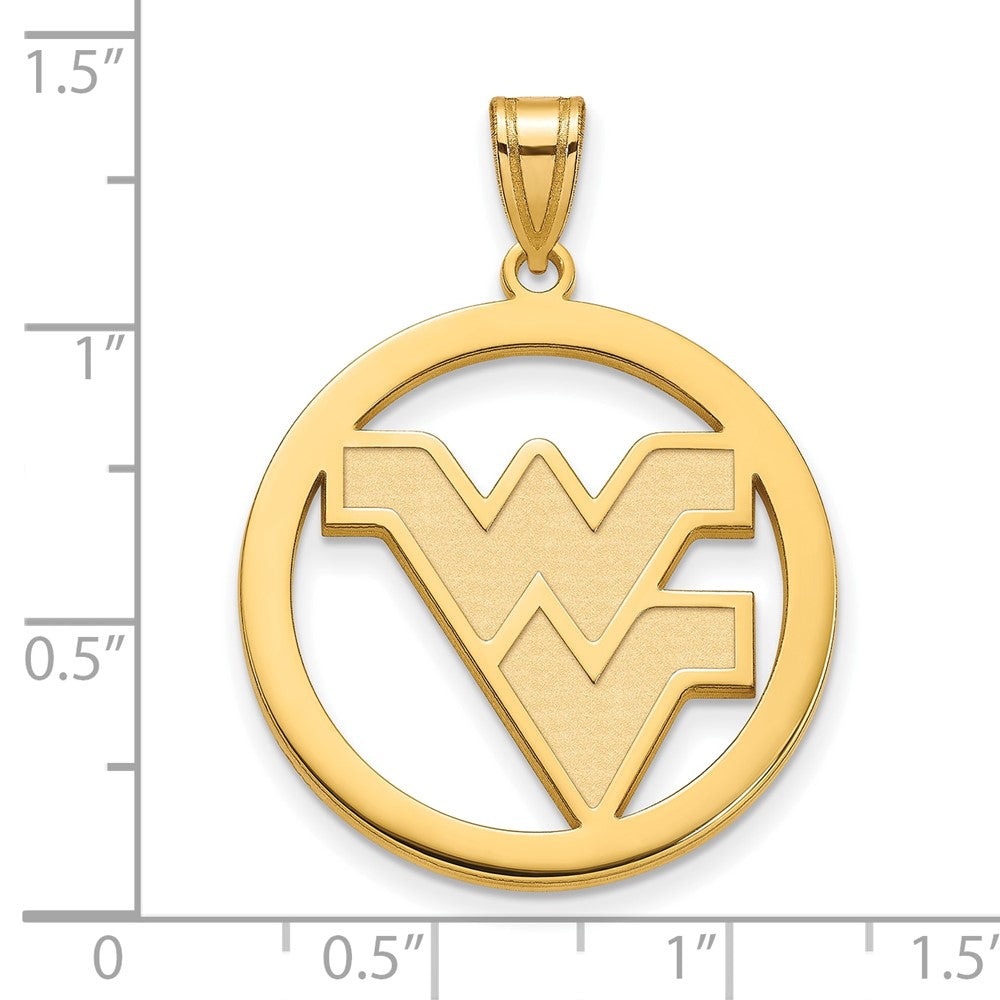 Vergoldet Sterlingsilber Logoart West Virginia University W V Extra Groß Kreis Anhänger