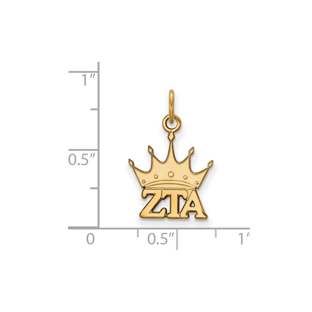 Vergoldet Sterlingsilber Logoart Zeta Tau Alpha Sorority Symbol Extra Klein Anhänger