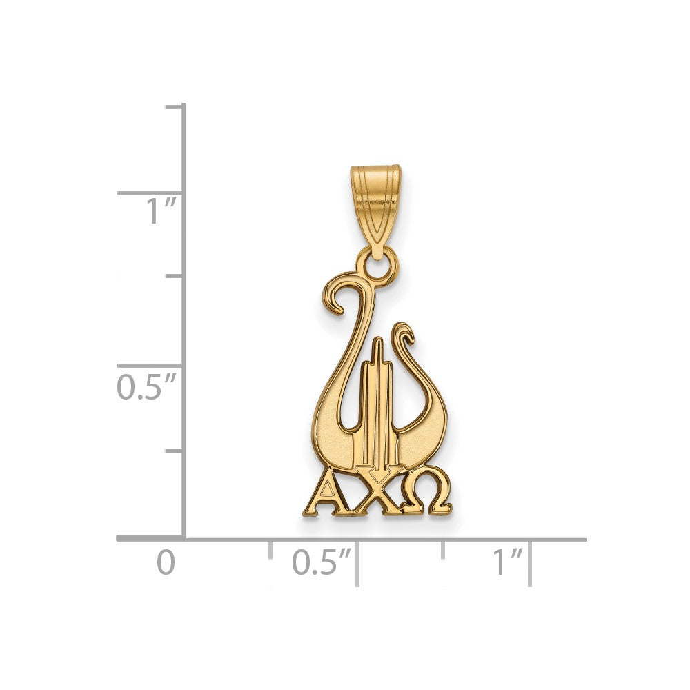 Vergoldet Sterlingsilber Logoart Alpha Chi Omega Sorority Symbol Mittel Anhänger