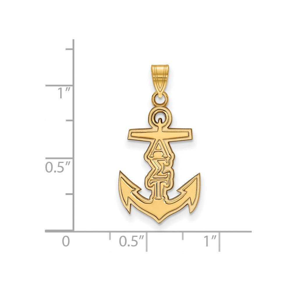 Vergoldet Sterlingsilber Logoart Alpha Sigma Tau Sorority Symbol Klein Anhänger