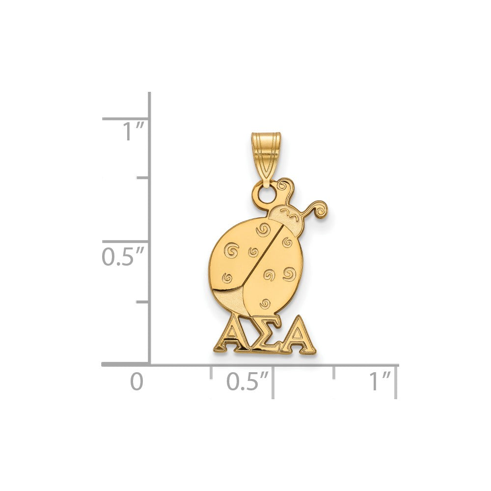Vergoldet Sterlingsilber Logoart Alpha Sigma Sorority Symbol Klein Anhänger