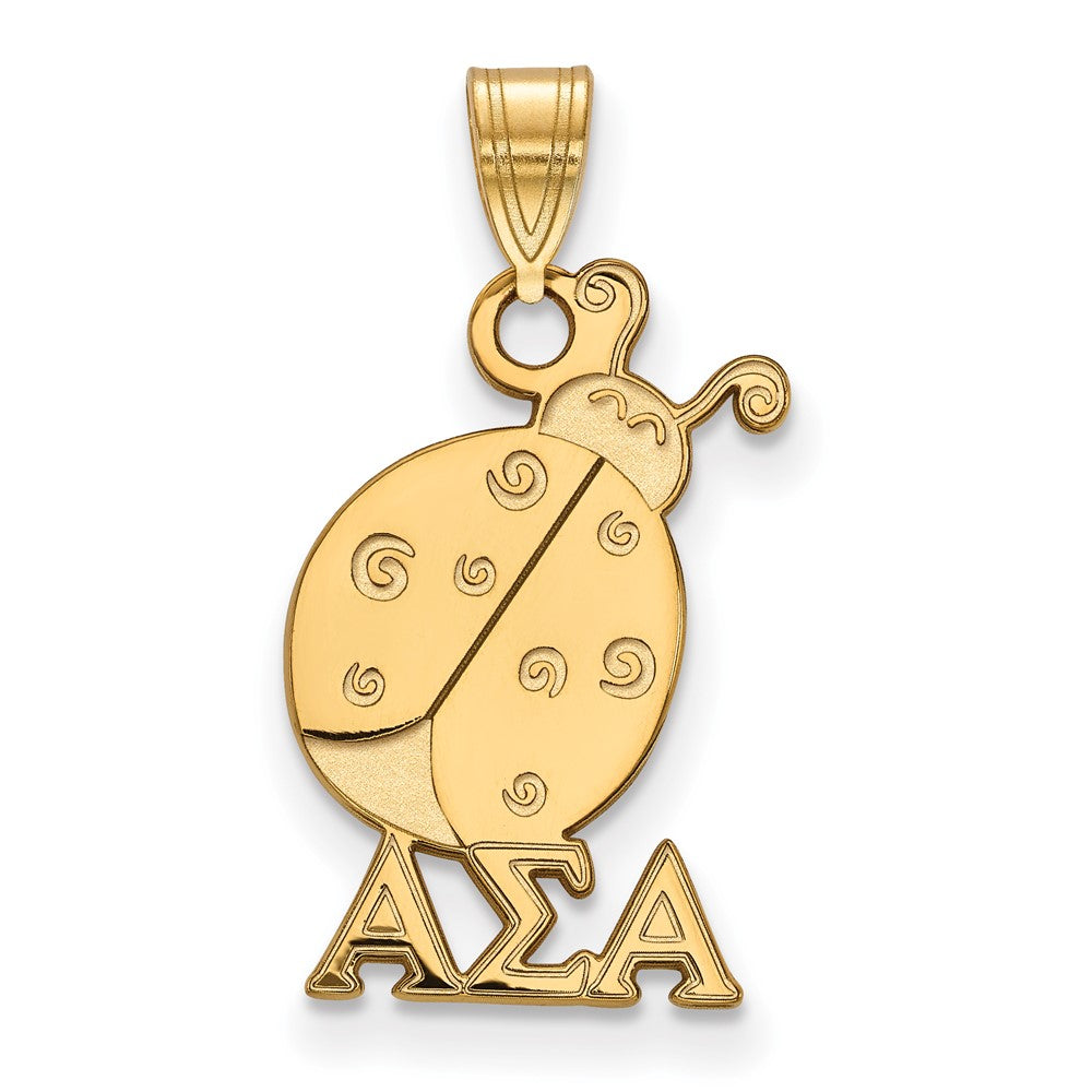 Vergoldet Sterlingsilber Logoart Alpha Sigma Sorority Symbol Klein Anhänger