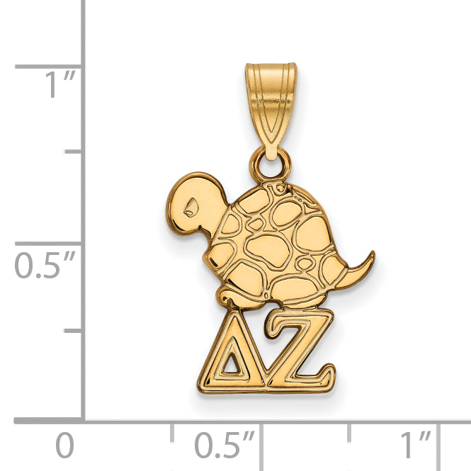 Vergoldet Sterlingsilber Logoart Delta Zeta Sorority Symbol Klein Anhänger