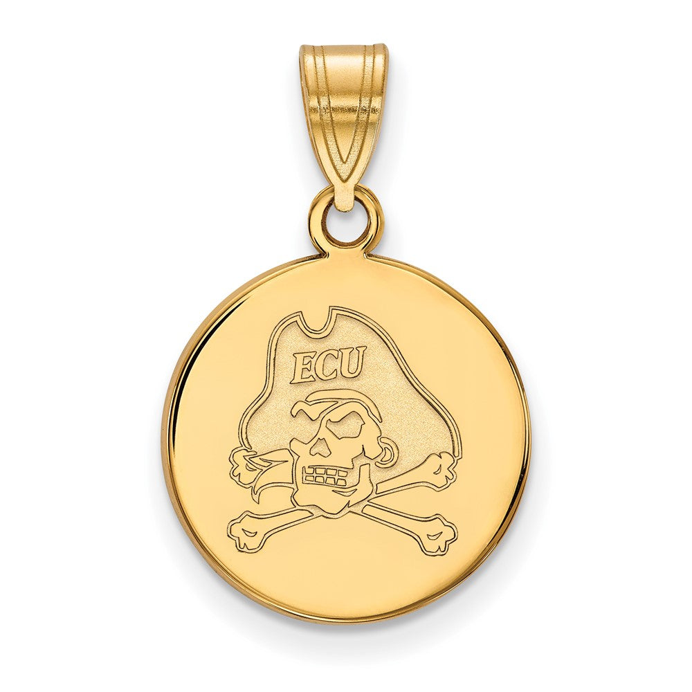 Vergoldet Sterlingsilber Logoart Ost Carolina University Pirat Mittel Plättchen Anhänger