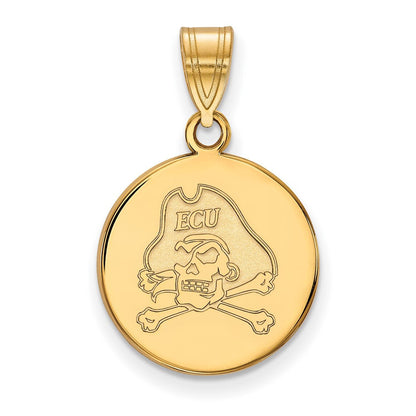 Vergoldet Sterlingsilber Logoart Ost Carolina University Pirat Mittel Plättchen Anhänger