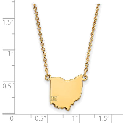 Vergoldet Sterlingsilber Logoart Miami University Ohio Form 18 Zoll Halskette