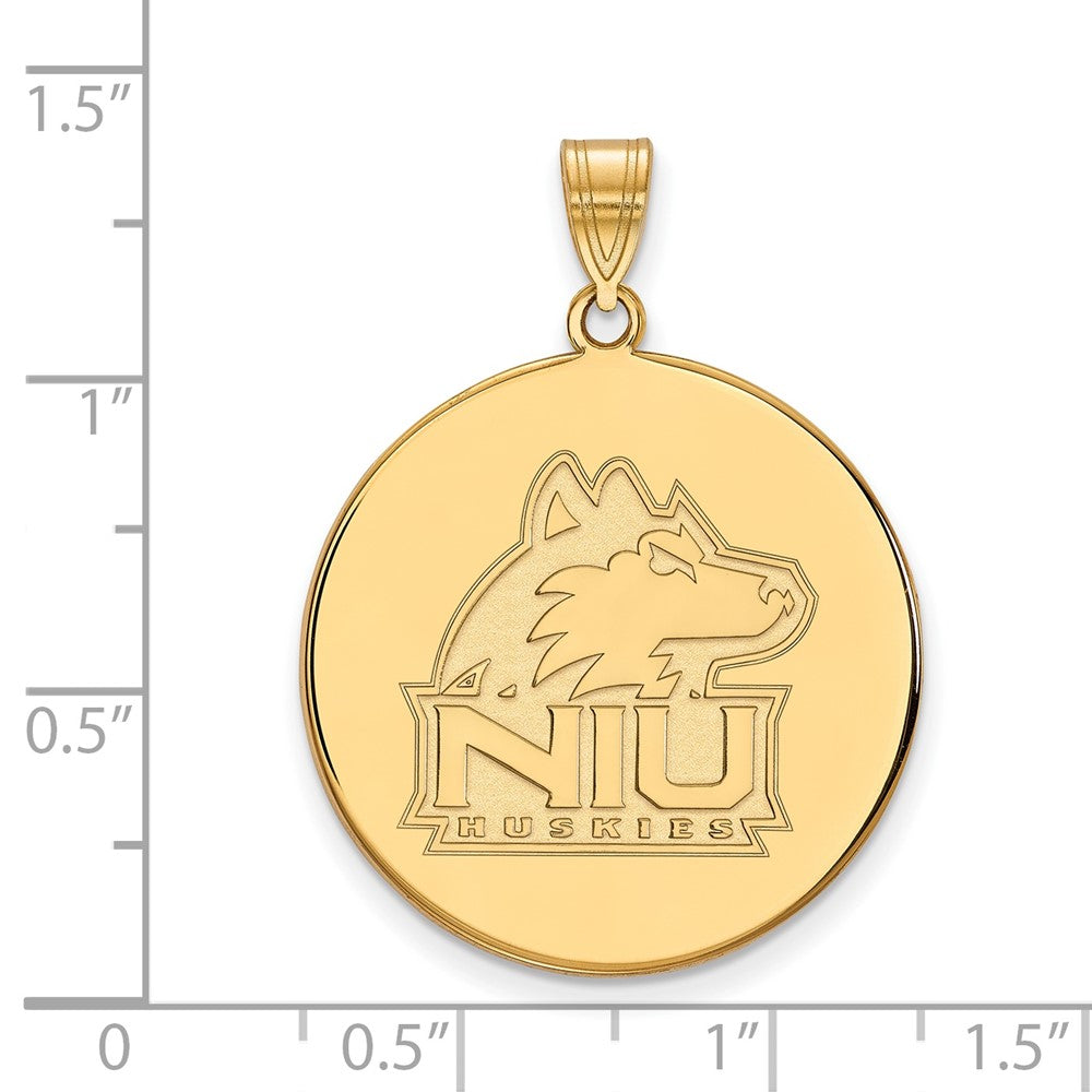 Vergoldet Sterlingsilber Logoart Northern Illinois University N I U Huskies Extra Groß Plättchen Anhänger