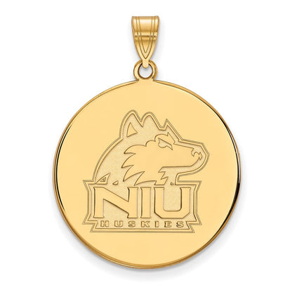 Vergoldet Sterlingsilber Logoart Northern Illinois University N I U Huskies Extra Groß Plättchen Anhänger