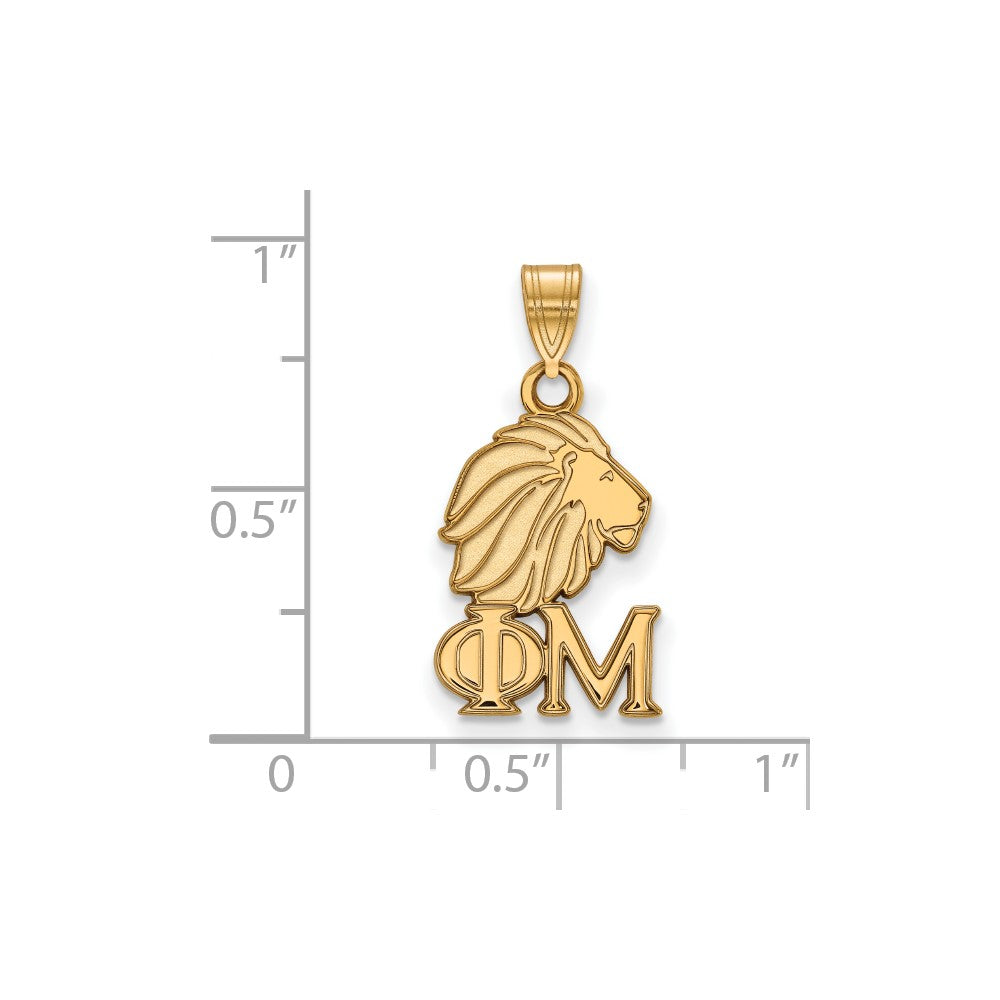Vergoldet Sterlingsilber Logoart Phi Mu Sorority Symbol Klein Anhänger