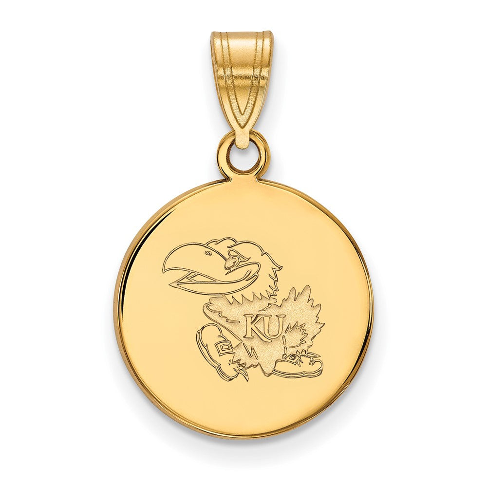 Vergoldet Sterlingsilber Logoart University Of Kansas Jayhawk Mittel Plättchen Anhänger