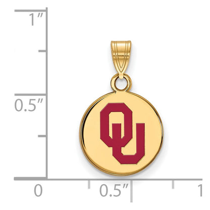 Vergoldet Sterlingsilber Logoart University Of Oklahoma O U Klein Emailliert Plättchen Anhänger