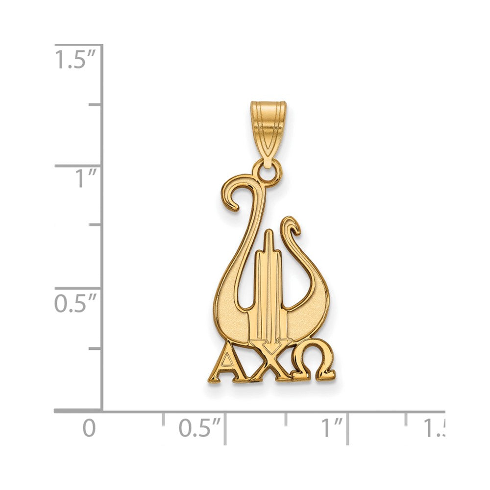 Vergoldet Sterlingsilber Logoart Alpha Chi Omega Sorority Symbol Groß Anhänger