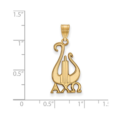Vergoldet Sterlingsilber Logoart Alpha Chi Omega Sorority Symbol Groß Anhänger