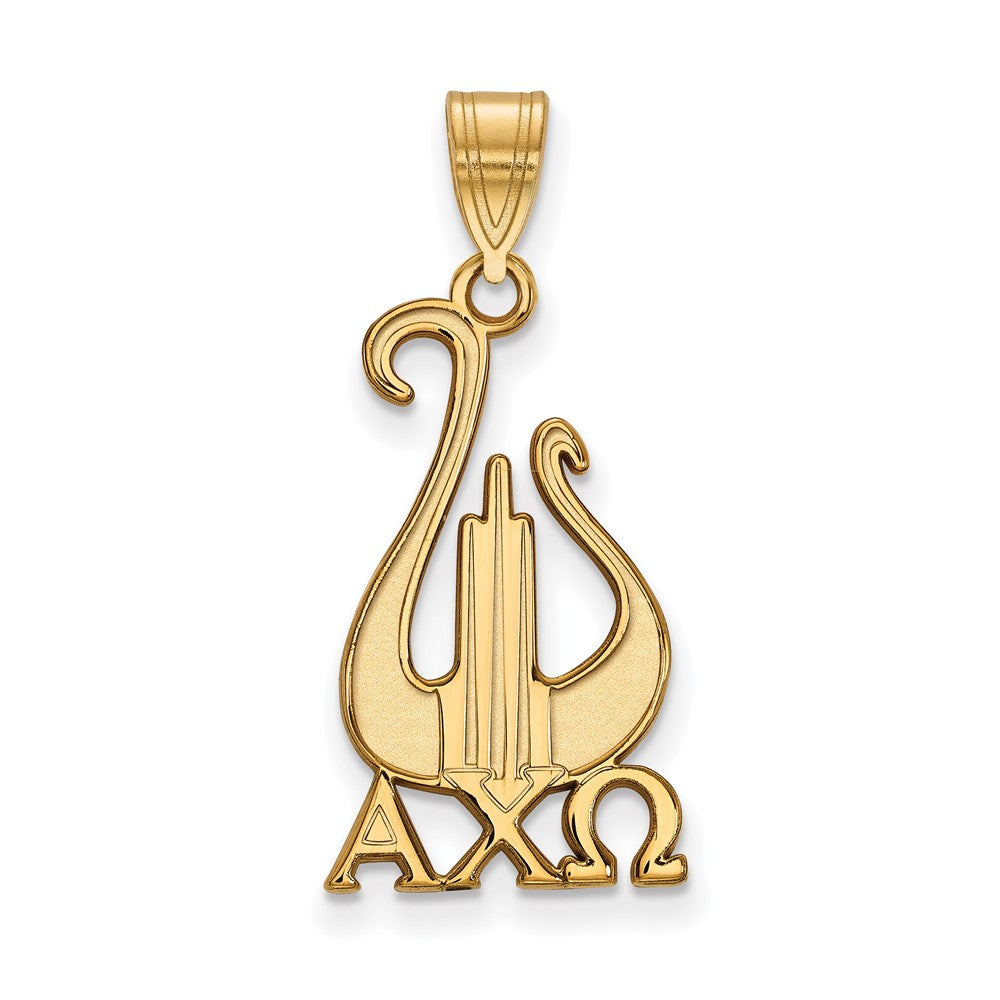 Vergoldet Sterlingsilber Logoart Alpha Chi Omega Sorority Symbol Groß Anhänger