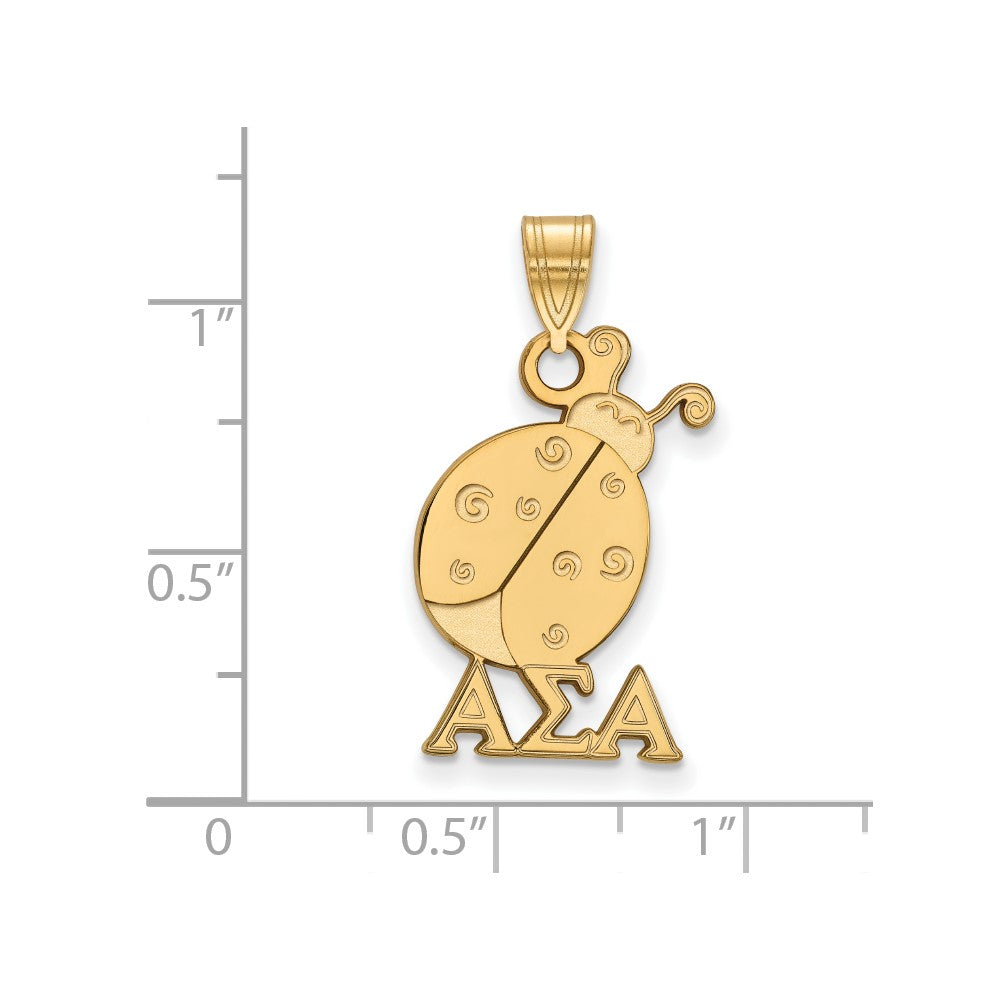 Vergoldet Sterlingsilber Logoart Alpha Sigma Sorority Symbol Mittel Anhänger