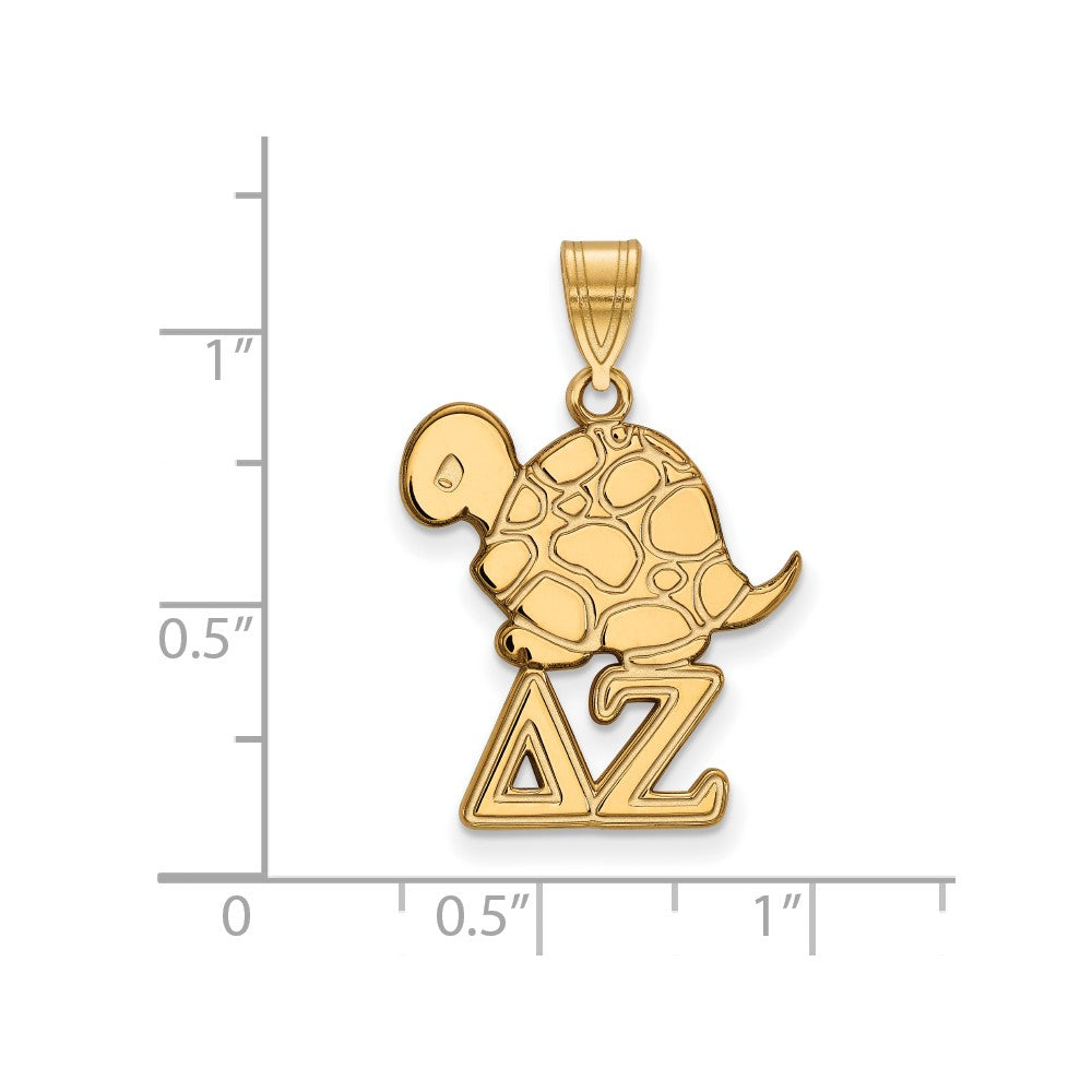 Vergoldet Sterlingsilber Logoart Delta Zeta Sorority Symbol Mittel Anhänger