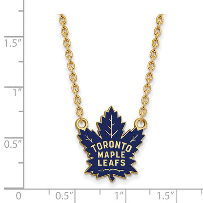 Vergoldet Sterlingsilber Nhl Logoart Toronto Maple Leafs Groß Emailliert Anhänger 18 Zoll Halskette