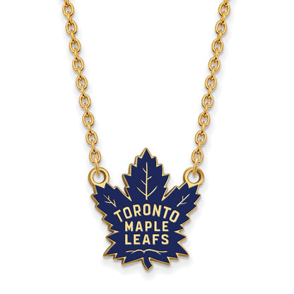 Vergoldet Sterlingsilber Nhl Logoart Toronto Maple Leafs Groß Emailliert Anhänger 18 Zoll Halskette