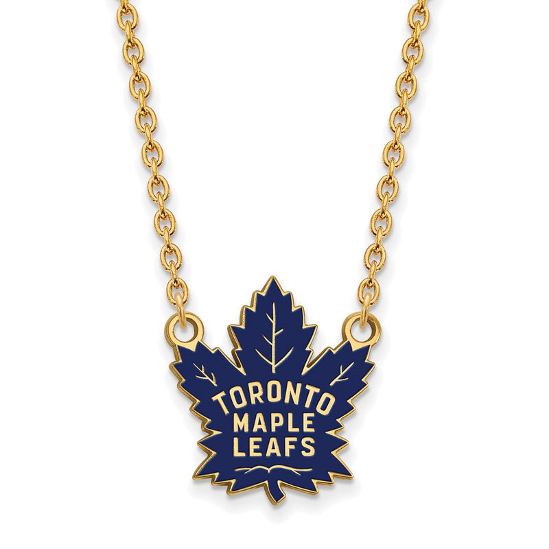 Vergoldet Sterlingsilber Nhl Logoart Toronto Maple Leafs Groß Emailliert Anhänger 18 Zoll Halskette