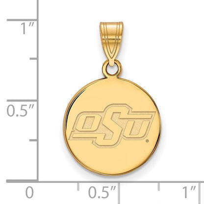 Vergoldet Sterlingsilber Logoart Oklahoma State University O S U Klein Plättchen Anhänger