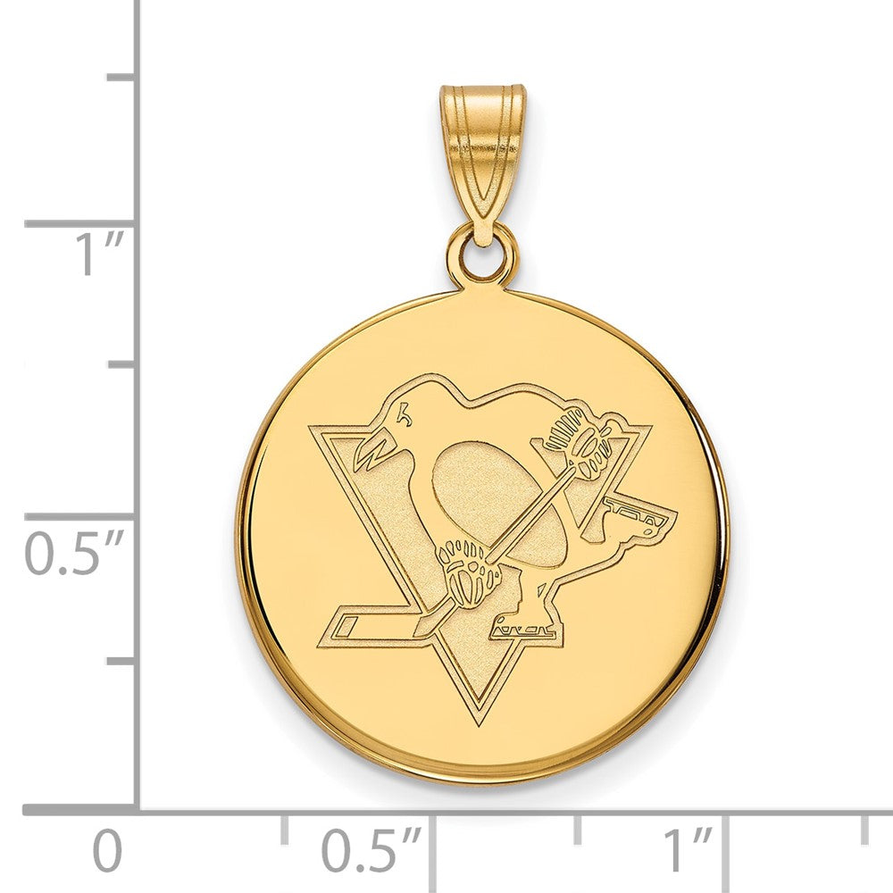Vergoldet Sterlingsilber Nhl Logoart Pittsburgh Penguins Groß Plättchen Anhänger