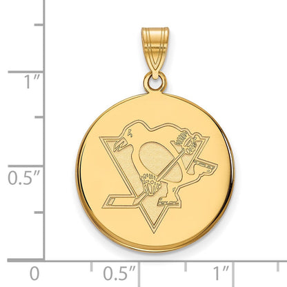 Vergoldet Sterlingsilber Nhl Logoart Pittsburgh Penguins Groß Plättchen Anhänger