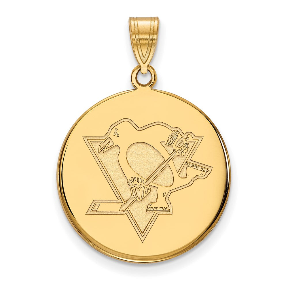 14K Gelbgold Nhl Logoart Pittsburgh Penguins Groß Plättchen Anhänger