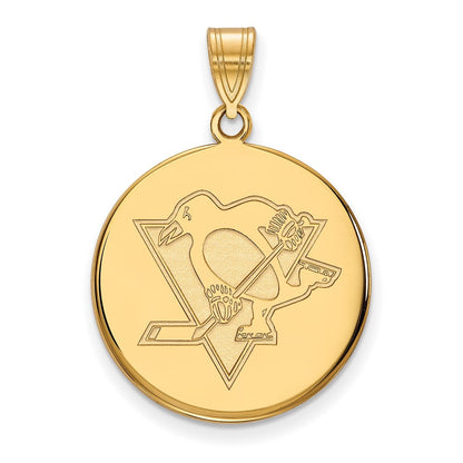 Vergoldet Sterlingsilber Nhl Logoart Pittsburgh Penguins Groß Plättchen Anhänger