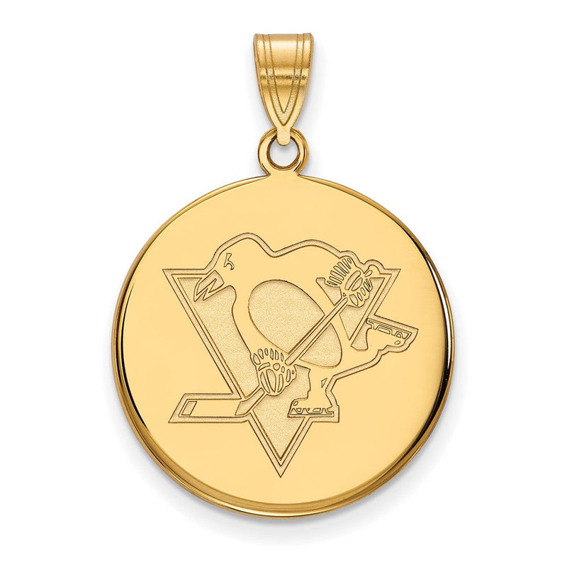 10K Gelbgold Nhl Logoart Pittsburgh Penguins Groß Plättchen Anhänger