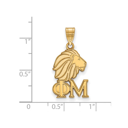 Vergoldet Sterlingsilber Logoart Phi Mu Sorority Symbol Mittel Anhänger
