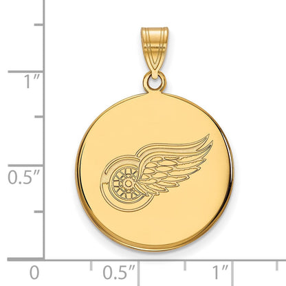 Vergoldet Sterlingsilber Nhl Logoart Detroit Rot Flügel Groß Plättchen Anhänger
