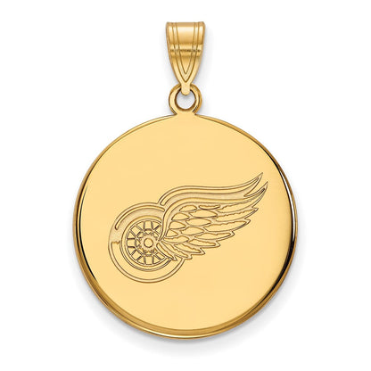 Vergoldet Sterlingsilber Nhl Logoart Detroit Rot Flügel Groß Plättchen Anhänger