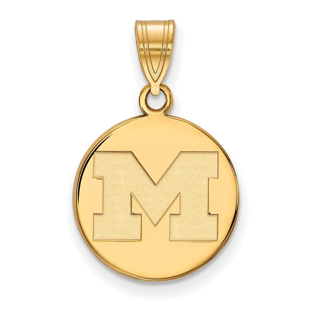 Vergoldet Sterlingsilber Logoart University Of Michigan Buchstabe M Mittel Plättchen Anhänger