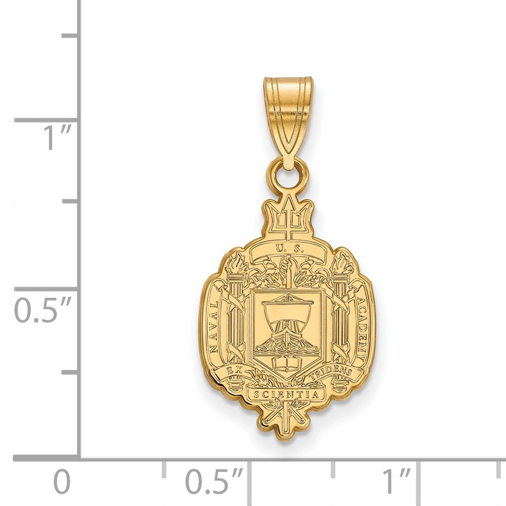 Vergoldet Sterlingsilber Logoart Us Naval Akademie Groß Wappen Anhänger