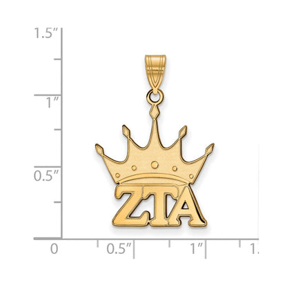 Vergoldet Sterlingsilber Logoart Zeta Tau Alpha Sorority Symbol Mittel Anhänger