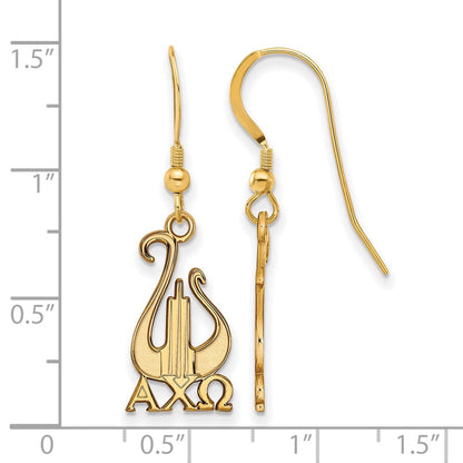 Vergoldet Sterlingsilber Logoart Alpha Chi Omega Sorority Symbol Mittel Hängend Draht Ohrringe