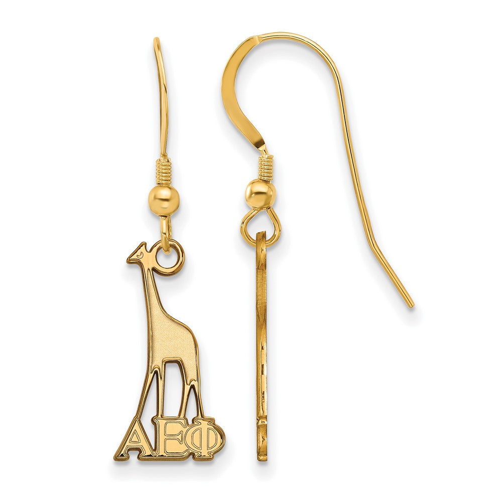 Vergoldet Sterlingsilber Logoart Alpha Epsilon Phi Sorority Symbol Klein Hängend Draht Ohrringe