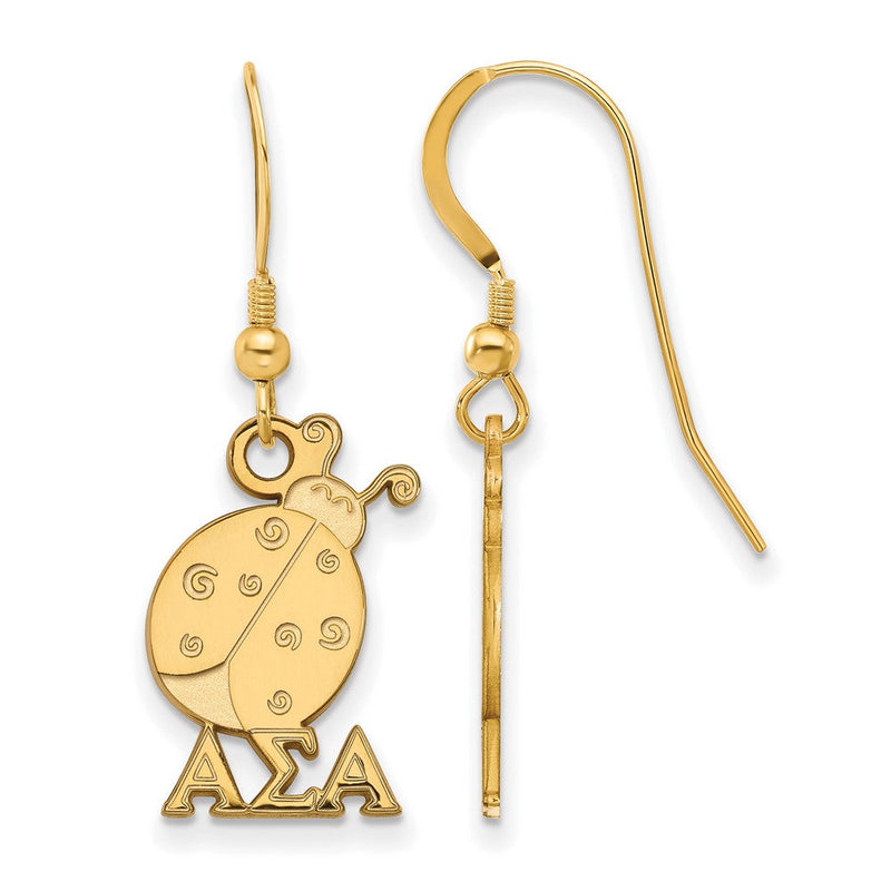 Vergoldet Sterlingsilber Logoart Alpha Sigma Sorority Symbol Klein Hängend Draht Ohrringe