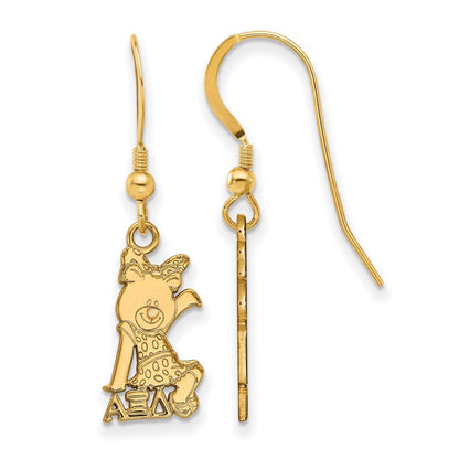 Vergoldet Sterlingsilber Logoart Alpha Xi Delta Sorority Symbol Klein Hängend Draht Ohrringe