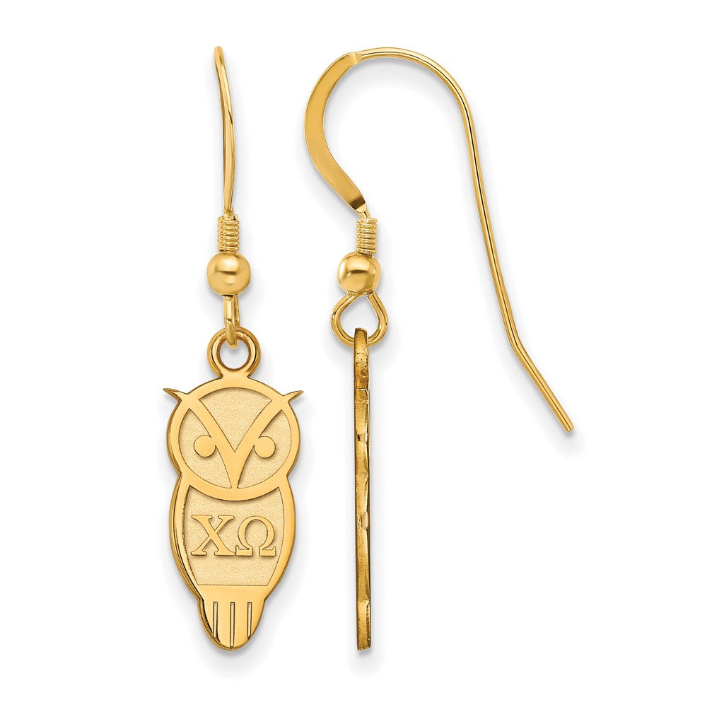 Vergoldet Sterlingsilber Logoart Chi Omega Sorority Symbol Klein Hängend Draht Ohrringe
