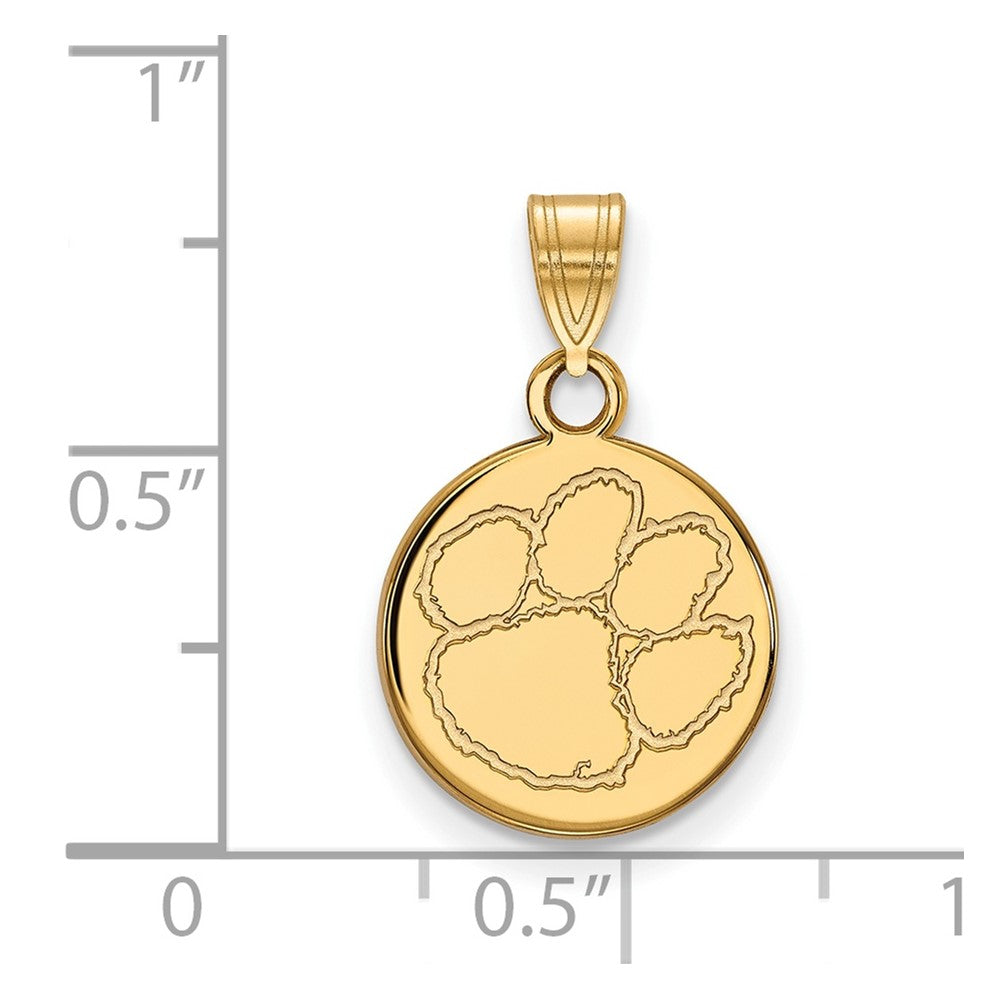 10K Gelbgold Logoart Clemson University Tiger Paw Klein Plättchen Anhänger